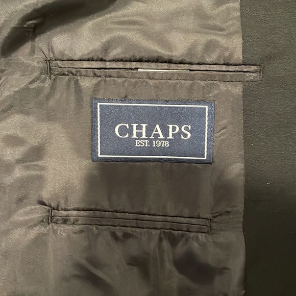 CHAPS Black Italian Suit Wool Blend BlazerMens 44L GREAT BUTTONS - Picture 7 of 10